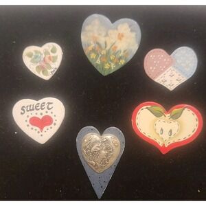 Vintage Heart Brooch Lot Mixed Materials And Styles
